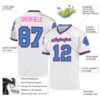 Custom White Powder Blue-Pink Mesh Authentic Throwback Football Jersey