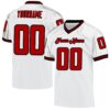 Custom White Red-Black Mesh Authentic Throwback Football Jersey