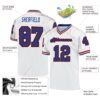 Custom White Royal-Red Mesh Authentic Throwback Football Jersey