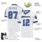 white_0525-3 Custom White Blue-Black Mesh Authentic Throwback Football Jersey