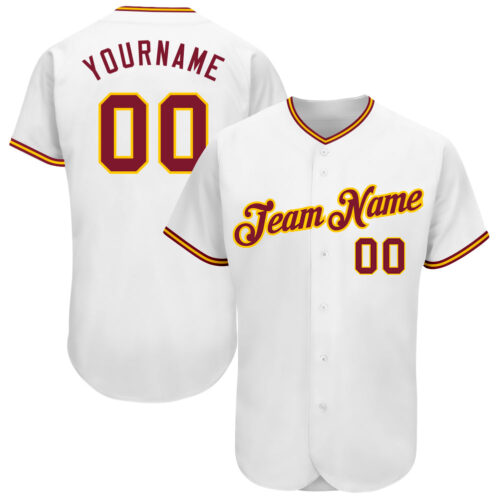 white_0545 Custom White Crimson-Gold Authentic Baseball Jersey