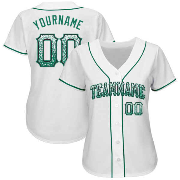 Custom White Kelly Green-Black Authentic Drift Fashion Baseball Jersey