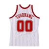 Custom White Red Pinstripe Red-Black Authentic Basketball Jersey