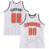 Custom White Orange Pinstripe Orange-Black Authentic Basketball Jersey