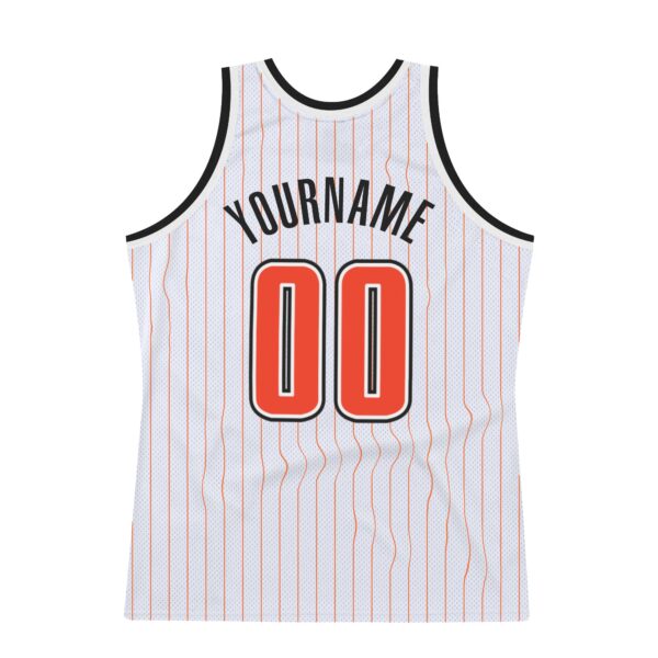 Custom White Orange Pinstripe Orange-Black Authentic Basketball Jersey
