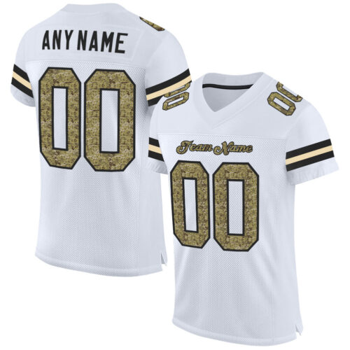 white_0619 Custom White Camo-Black Mesh Authentic Football Jersey