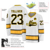 Custom White Black-Gold Hockey Jersey