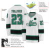 Custom White Kelly Green-Black Hockey Jersey