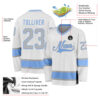Custom White Gray-Light Blue Hockey Jersey