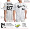 Custom White Black Pinstripe Black-Gray Authentic Baseball Jersey