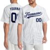 Custom White Navy Pinstripe Navy Authentic Baseball Jersey