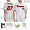 Custom White Black Pinstripe Red-Black Authentic Baseball Jersey