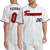 Custom White Black Pinstripe Red-Black Authentic Baseball Jersey