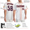 Custom White Navy-Orange Authentic Baseball Jersey
