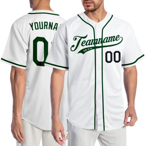 white_0734_d1e812e5-88ff-48b9-94b3-668cbd6a783e Custom White Green-Black Authentic Baseball Jersey