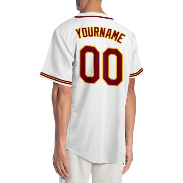 Custom White Crimson-Gold Authentic Baseball Jersey