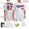 Custom White Royal Pinstripe Red-Royal Authentic Baseball Jersey
