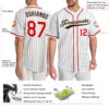 Custom White Brown Pinstripe Red-Brown Authentic Baseball Jersey