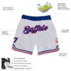 Custom White Royal-Red Authentic Throwback Basketball Shorts