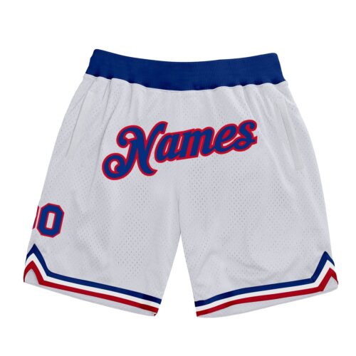 white_0775 Custom White Royal-Red Authentic Throwback Basketball Shorts