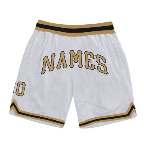 white_0779 Custom White Old Gold-Black Authentic Throwback Basketball Shorts