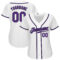 Custom White Purple-Black Authentic Baseball Jersey