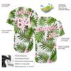 Custom White White-Pink 3D Pattern Design Tropical Palm Leaves Authentic Baseball Jersey