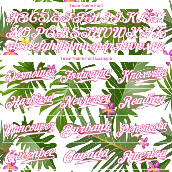 Custom White White-Pink 3D Pattern Design Tropical Palm Leaves Authentic Baseball Jersey