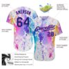 Custom White Royal-Pink 3D Pattern Design Watercolor Authentic Baseball Jersey