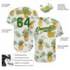 Custom White Kelly Green-Gold 3D Pattern Design Hawaii Pineapples Authentic Baseball Jersey