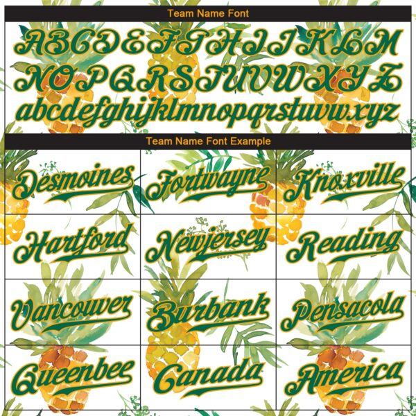 Custom White Kelly Green-Gold 3D Pattern Design Hawaii Pineapples Authentic Baseball Jersey