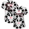 Custom White Black-Medium Pink 3D Pattern Design Pandas Authentic Baseball Jersey