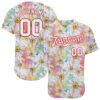 Custom White White-Red 3D Pattern Design Daisy Authentic Baseball Jersey