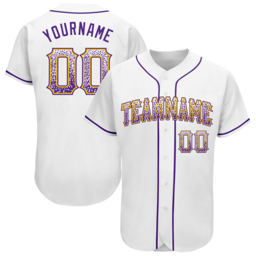 white_0834 Custom White Purple-Gold Authentic Drift Fashion Baseball Jersey