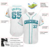 Custom White Teal-Navy Authentic Drift Fashion Baseball Jersey