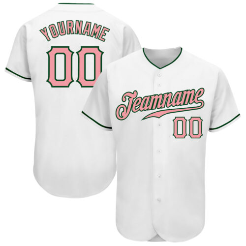 white_0847 Custom White Medium Pink-Green Authentic Baseball Jersey