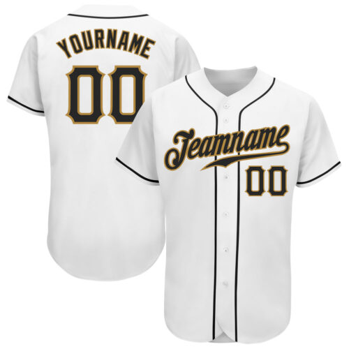 white_0849 Custom White Black-Old Gold Authentic Baseball Jersey
