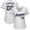 Custom White Navy-Gray Authentic Baseball Jersey