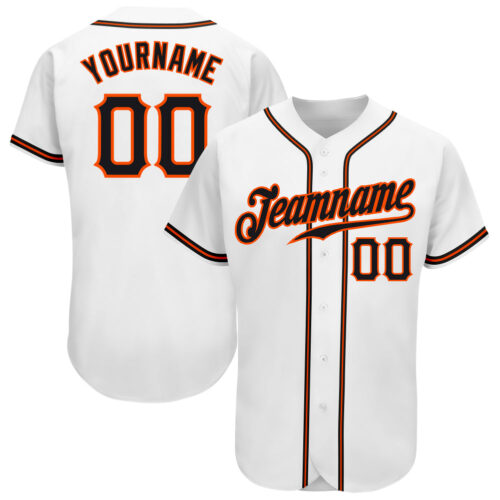 white_0852 Custom White Black-Orange Authentic Baseball Jersey