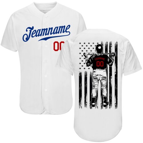 white_0975 Custom White Royal-Red Authentic Baseball Jersey