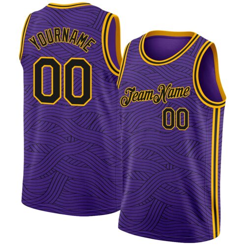 3DPattern1363 Custom Purple Black-Gold Authentic City Edition Basketball Jersey