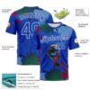Custom Thunder Blue-White Paint Splash Basketball Graffiti Style Performance T-Shirt