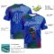 Custom Thunder Blue-White Paint Splash Basketball Graffiti Style Performance T-Shirt