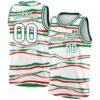 Custom White Kelly Green-Red 3D Mexican Flag Authentic Basketball Jersey