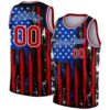 Custom Black Red-Royal 3D American Flag Fashion Authentic Basketball Jersey
