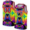 Custom Black Red-White 3D Pattern Design Abstract Iridescent Psychedelic Swirl Fluid Art Authentic Basketball Jersey