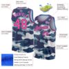 Custom Camo Pink Black-Light Blue 3D Authentic Salute To Service Basketball Jersey