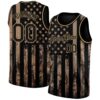 Custom Camo Black-Old Gold 3D American Flag Fashion Authentic Salute To Service Basketball Jersey