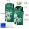 Custom Kelly Green White 3D Pattern Tropical Hawaii Coconut Trees Authentic Basketball Jersey