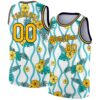 Custom White Gold-Navy 3D Pattern Tropical Hawaii Plant And Flower Authentic Basketball Jersey